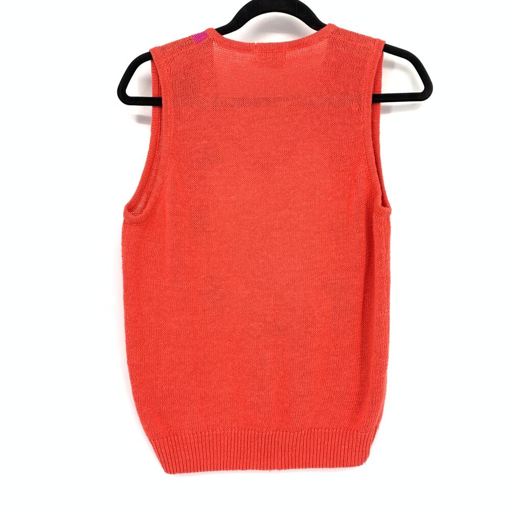 Vintage Knit Sweater Vest Sz Small Abstract Graphic Colorblock V Neck Retro - Picture 2 of 5
